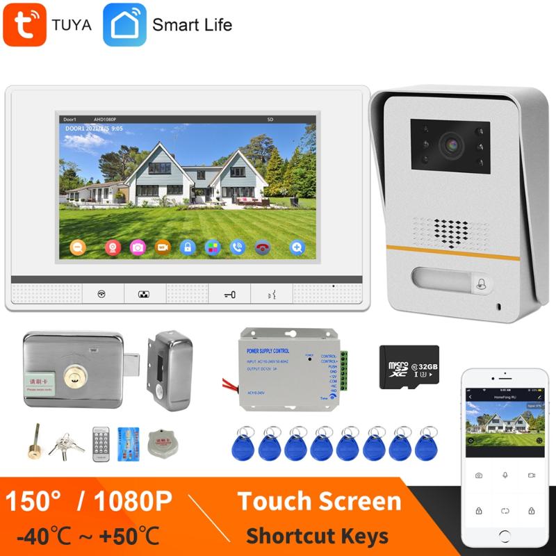 

Video Door Phones HomeFong TUYA WIFI Intercom With Lock 7 Inch Touch Screen Wireless IP Phone Doorbell 1080P Home Access Control System