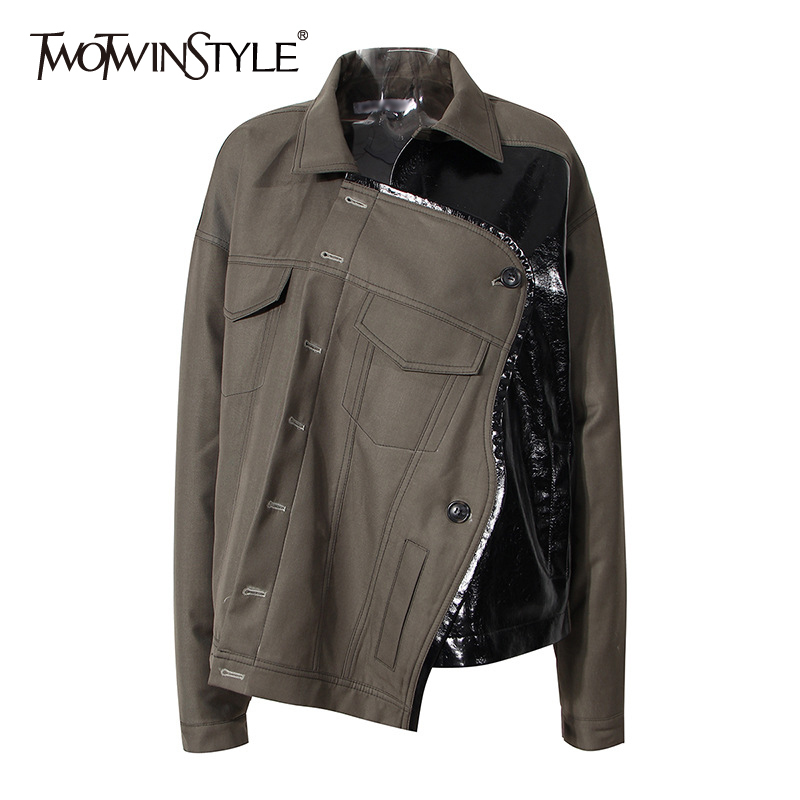 Irregular Patchwork PU Leather Cotton Jacket For Women Lapel Long Sleeve Casual Loose Jackets Female Fashion 210524, Aspicture
Irregular Patchwork PU Leather Cotton Jacket For Women Lapel Long Sleeve Casual Loose Jackets Female Fashion 210524, Aspicture