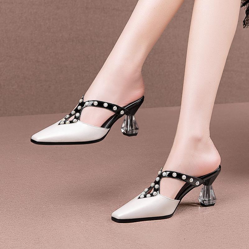Dress Shoes Sapatos Femininas Women Cute Black Leopard Spring Slip On High Heel Zapatos De Mujer Lady Casual Pu Leather E9575