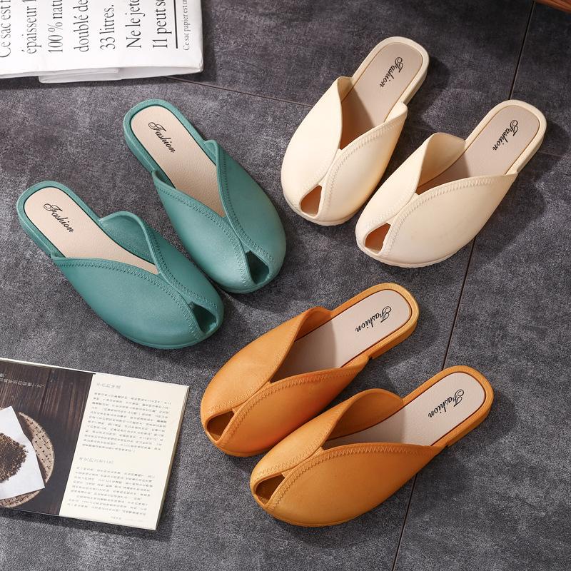 Slippers Summer Women Indoor Floor Flat Shoes Female Non-slip Bathroom Home Couple, Beige