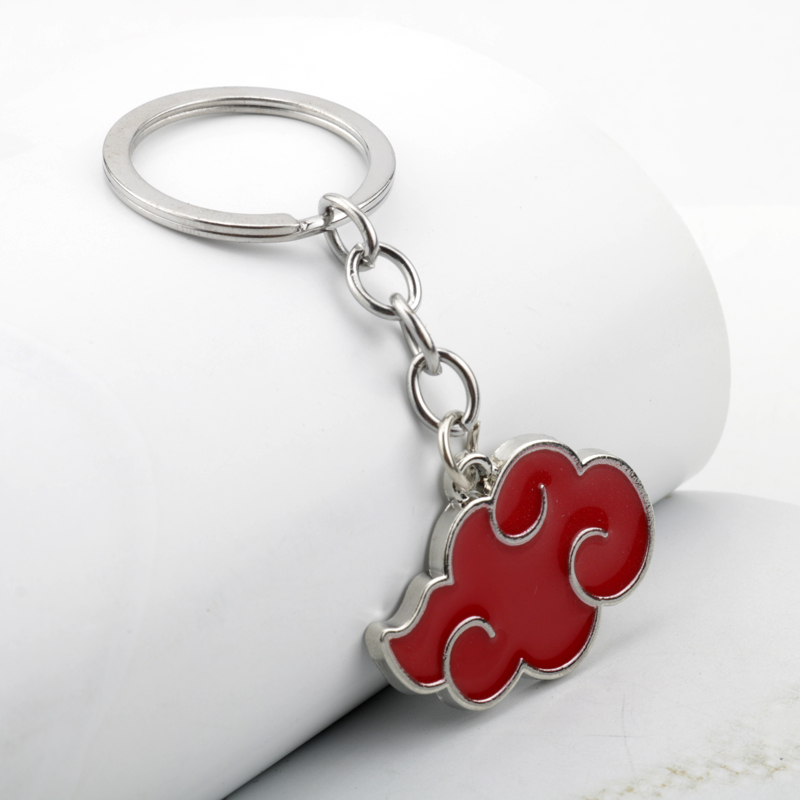 Keychain Konoha Symbol Akatsuki Red Cloud Keyrings Anime Trinket Keyholder Keyfob