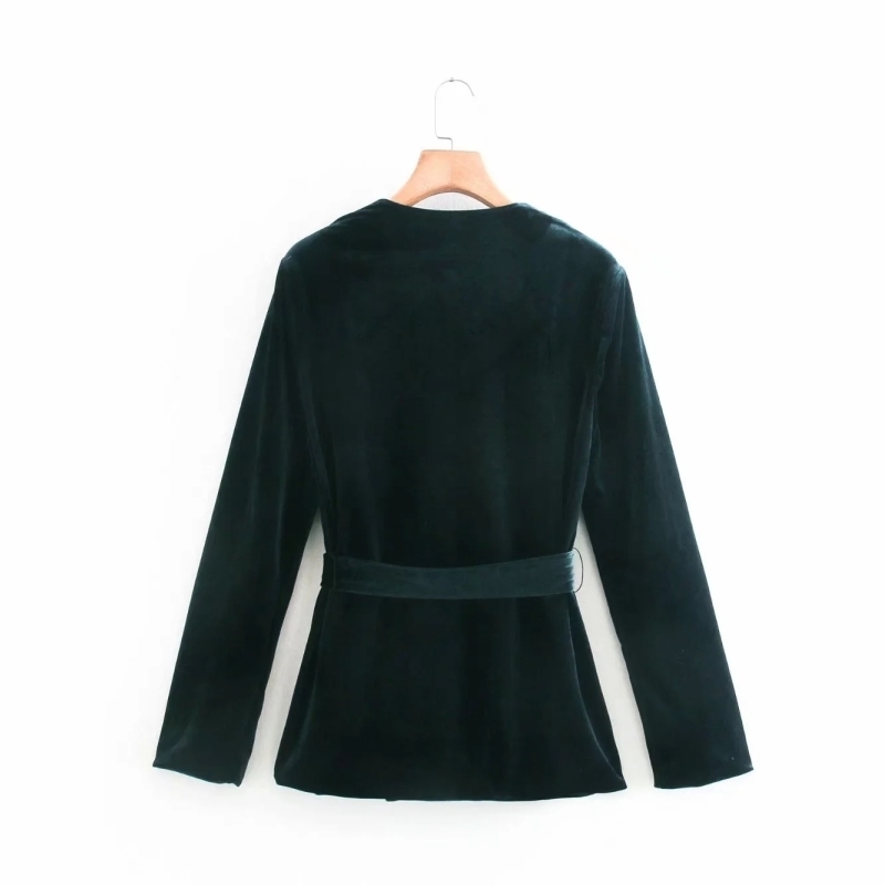 Fashion Women V Neck Sashes Double Breasted Velvet Blouse Female Long Sleeve Shirt Casual Lady Loose Tops Blusas S8312 210430