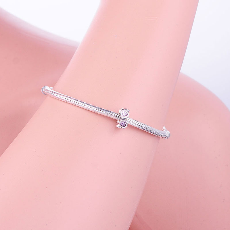 Fit Original Brand Charms Bracelets 925 Sterling Silver Pink White Zircon Love Heart Beads Spacer For Women Jewelry Making Berloque