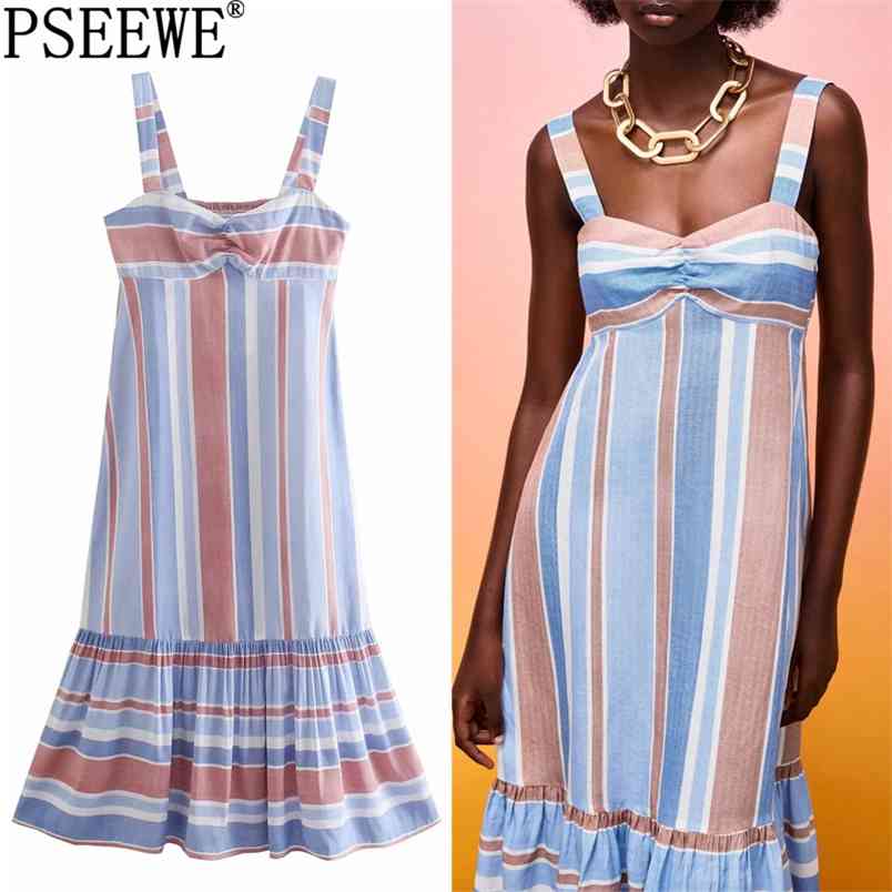 Striped Long Dress Woman Red Blue Slip Midi Summer Women Backless Ruffle Sleeveless Beach Casual es 210519, Multi
Striped Long Dress Woman Red Blue Slip Midi Summer Women Backless Ruffle Sleeveless Beach Casual es 210519, Multi