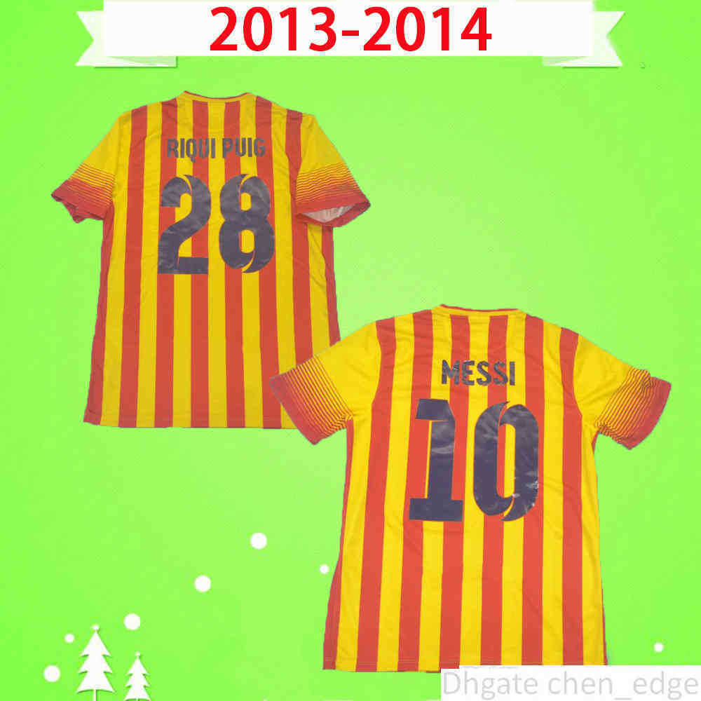 2013 2014 Retro soccer jersey away yellow classic vintage football shirt top Uniform #10 MESSI Camiseta de futbol 13 14 XAVI TELLO PEDRO, Black;yellow
2013 2014 Retro soccer jersey away yellow classic vintage football shirt top Uniform #10 MESSI Camiseta de futbol 13 14 XAVI TELLO PEDRO, Black;yellow