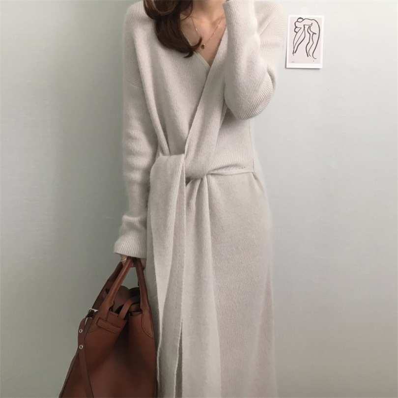 Winter Thick Korean Knitted Jumper Dresses Sweater Dres Woman Warm Casual Solid Apricot Black Grey Mujer 211110, Creamy-white
Winter Thick Korean Knitted Jumper Dresses Sweater Dres Woman Warm Casual Solid Apricot Black Grey Mujer 211110, Creamy-white