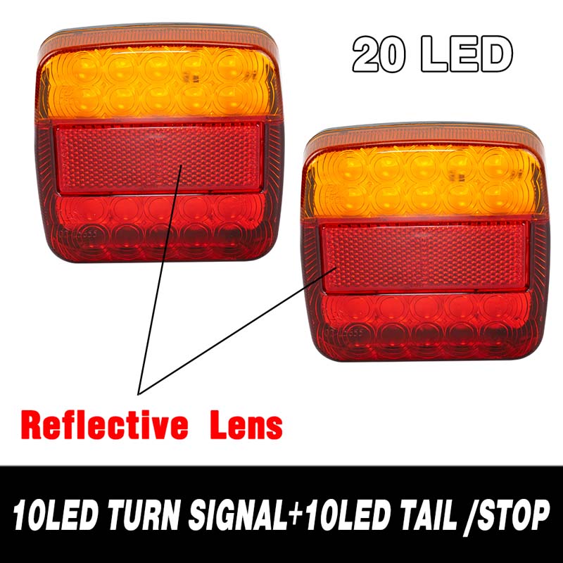 Car Lamp 26LED Submersible Trailer Lights Stop Tail Turn Signal Light License Number Plate For Boat Trailers Truck RV Bulbs