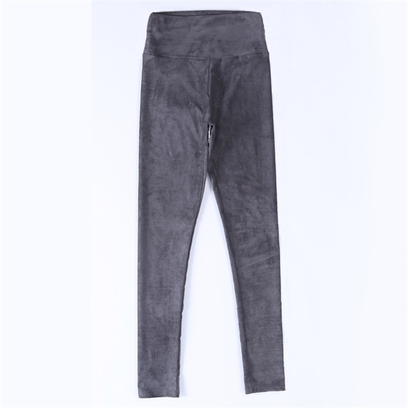 spring autumn suede leather women pants high waist large elastic slim retro for 211115