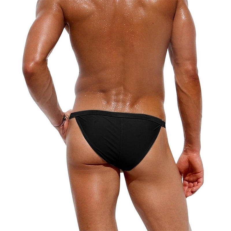 Solid color Swim Trunks Men Swimwear Low Waist Sexy Beachwear Shorts Men's Swim Quick dry 210515