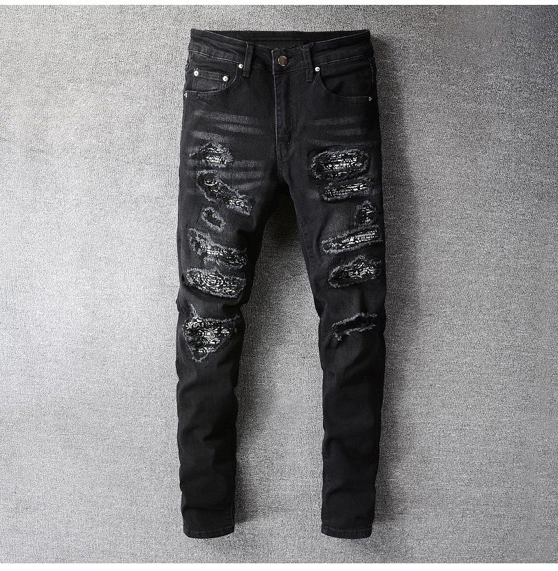 Bandana Paisley Printed Men's Jeans Patchwork Stretch Streetwear Black Denim Pencil Pants Slim Skinny Ripped Trousers 669
Bandana Paisley Printed Men's Jeans Patchwork Stretch Streetwear Black Denim Pencil Pants Slim Skinny Ripped Trousers 669