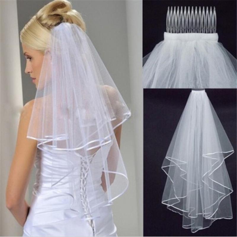 Party Decoration 60*80cm Short Simple Women Veil With Comb Wedding Tulle White Ivory Two Layers Bridal Veils Ribbon Edge Bride Accessories
Party Decoration 60*80cm Short Simple Women Veil With Comb Wedding Tulle White Ivory Two Layers Bridal Veils Ribbon Edge Bride Accessories