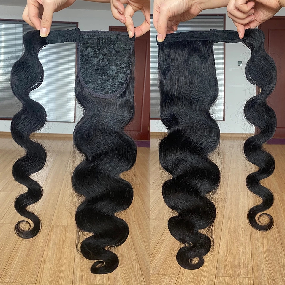 Wrap Around Ponytail Human Hair Brazilian Magic Paste Pony Tail Extensions Body Wave Remy Hairpieces For african Women 4colors 140g