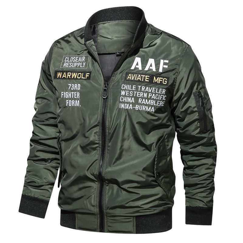 Autumn Winter Jackets and Coats Solid Military Parkas Men Windbreaker Pilot Coat Army Men's Bomber Jackets Cargo Flight 210820