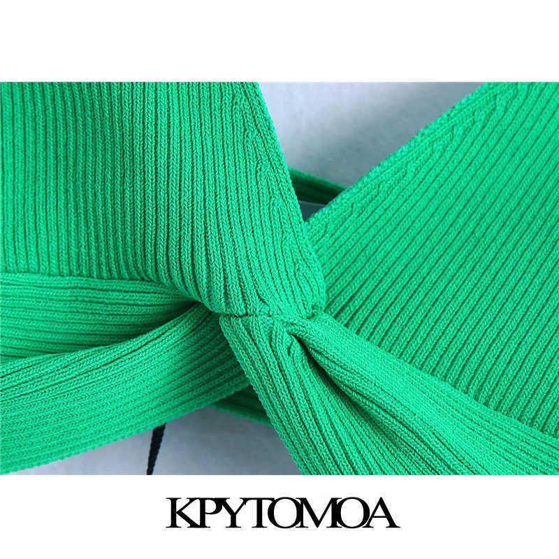 KPYTOMOA Women Fashion Ribbed Knit Crop Tank Tops Vintage V Neck Wide Straps Female Camis Mujer 210625