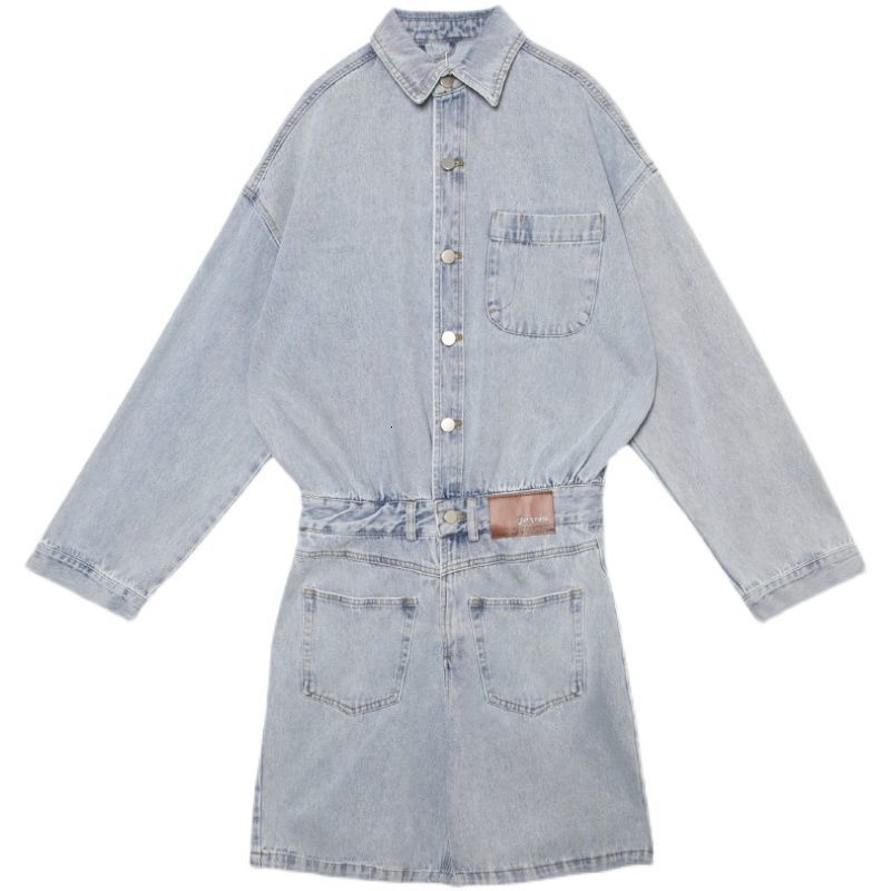 IEFB Men's Spring Long Sleeve Overalls Deconstruct Korean Loose Denim Workwear Couple's Shorts Jumpsuit Trend Clothes 9Y6081 210524