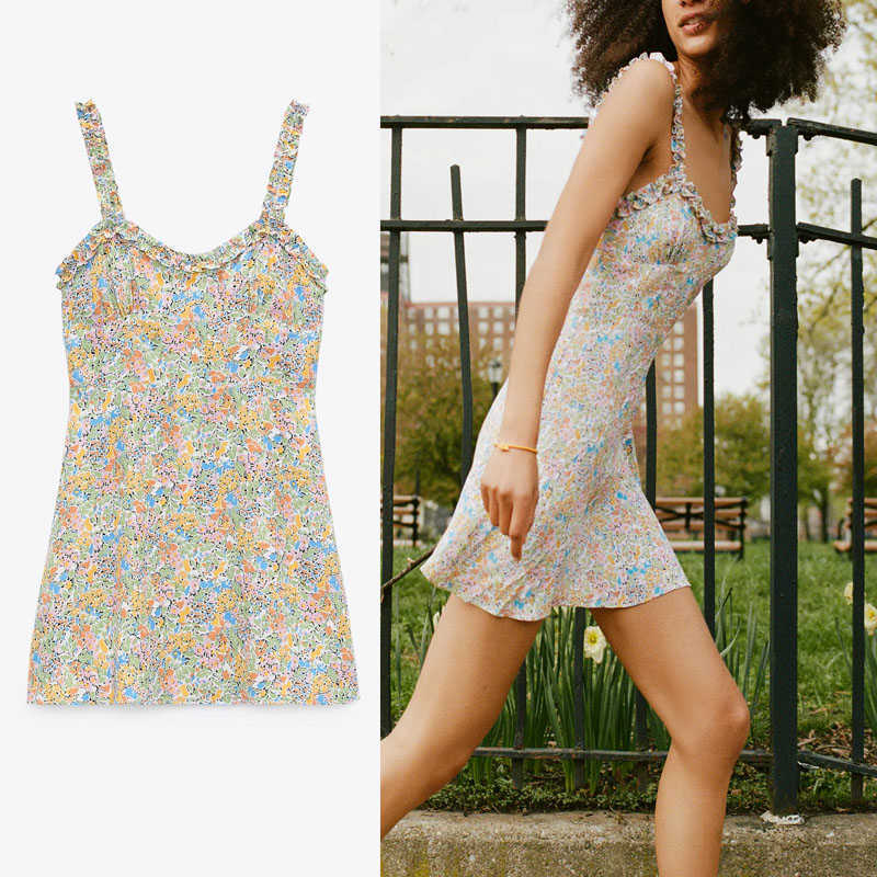 Za Flowers Print Mini Summer Dress Women Sleeveless Pleat Elegant Sundress Fashion Side Zip Smocked Elastic Woman Dresses 210602, As picture
Za Flowers Print Mini Summer Dress Women Sleeveless Pleat Elegant Sundress Fashion Side Zip Smocked Elastic Woman Dresses 210602, As picture