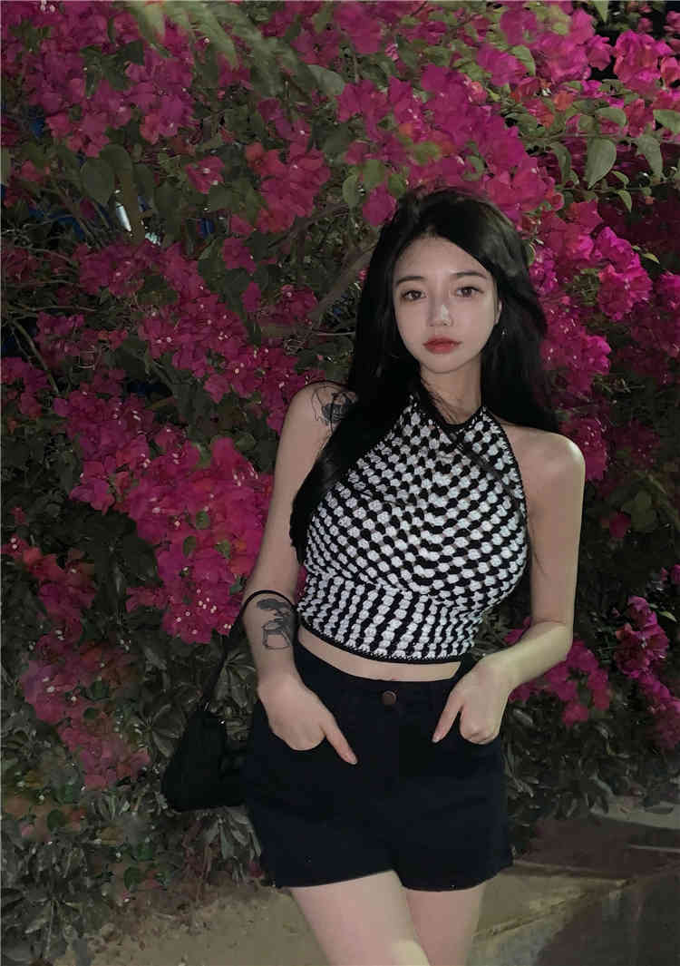 korean style camisole women Sexy tank top female summer sleeveless Black White patchwork crop tops womens (R99576) 210423