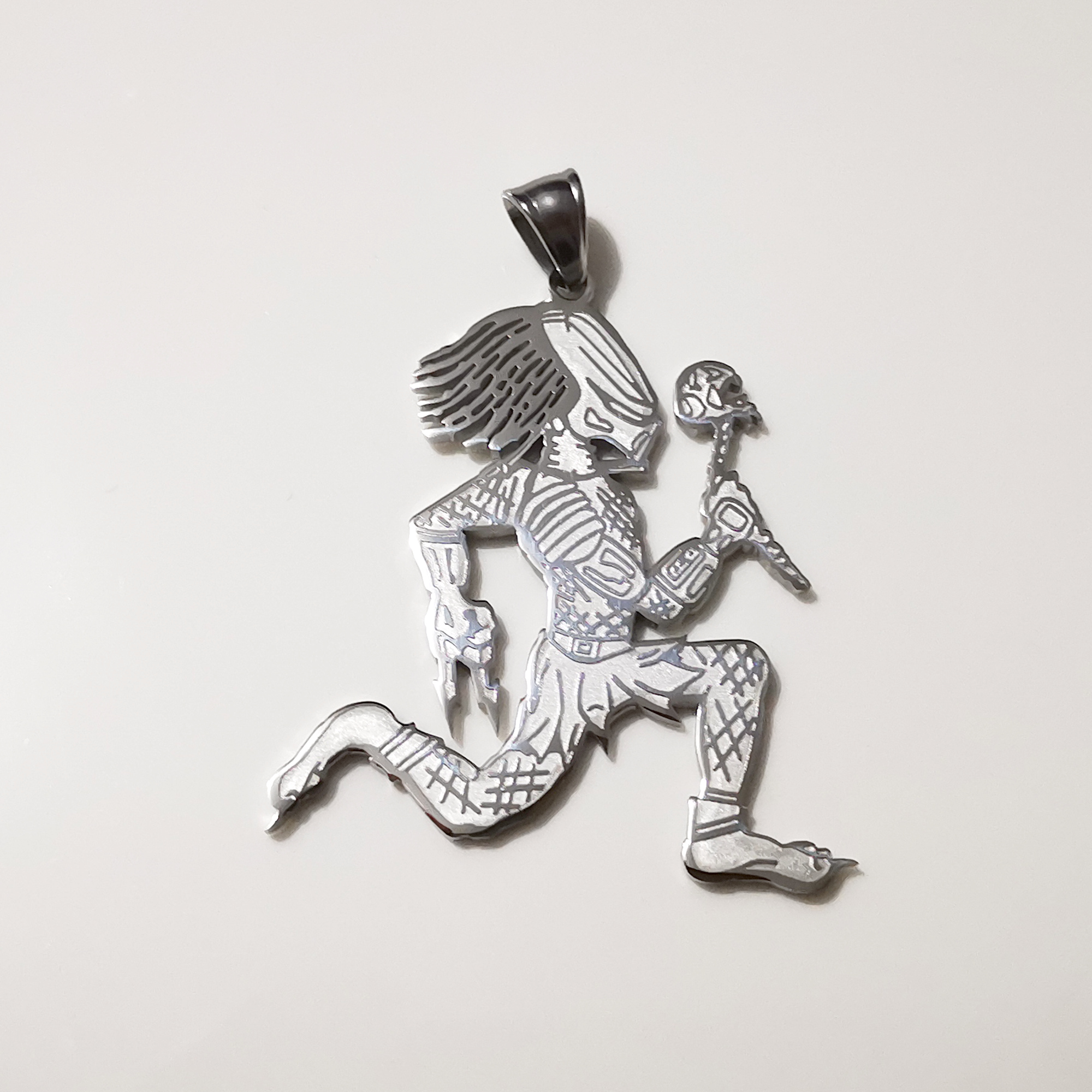 Large 2'' Juggalo Predator Charm Stainless steel ICP HATCHETMAN Pendant Necklace curb chain 5mm 24 inch for Mens Gifts