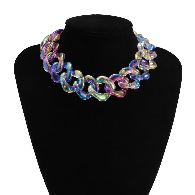 Chains Hip Hop Jewelry Rainbow Acrylic Chain Necklace Choker Collar For Women Girls Fashion