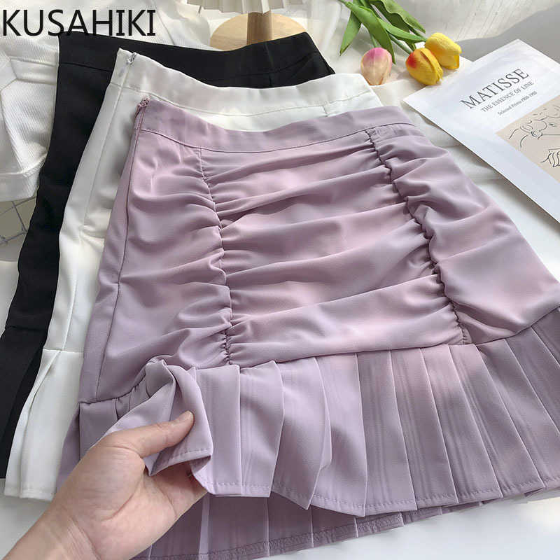 KUSAHIKI Korean Pleated A-line Ruffle Woman Skirts High Waist Elegant Sweet Skirt Spring Summer Solid Faldas Mujer 6G351 210602, Purple
KUSAHIKI Korean Pleated A-line Ruffle Woman Skirts High Waist Elegant Sweet Skirt Spring Summer Solid Faldas Mujer 6G351 210602, Purple