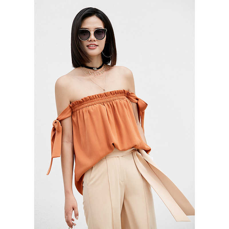 Spring Summer Tube Top Chiffon Shirt Women Elastic Band Solid Loose Blouse Tops 11830062 210527