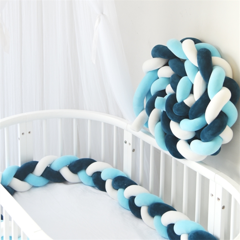 1M/2M/3M Baby Bed Bumper Infant Cradle Pillow Cushion Braid Knot Bumper Crib Bumper Protector Room Decor Tour De Lit Bebe Tresse 210812