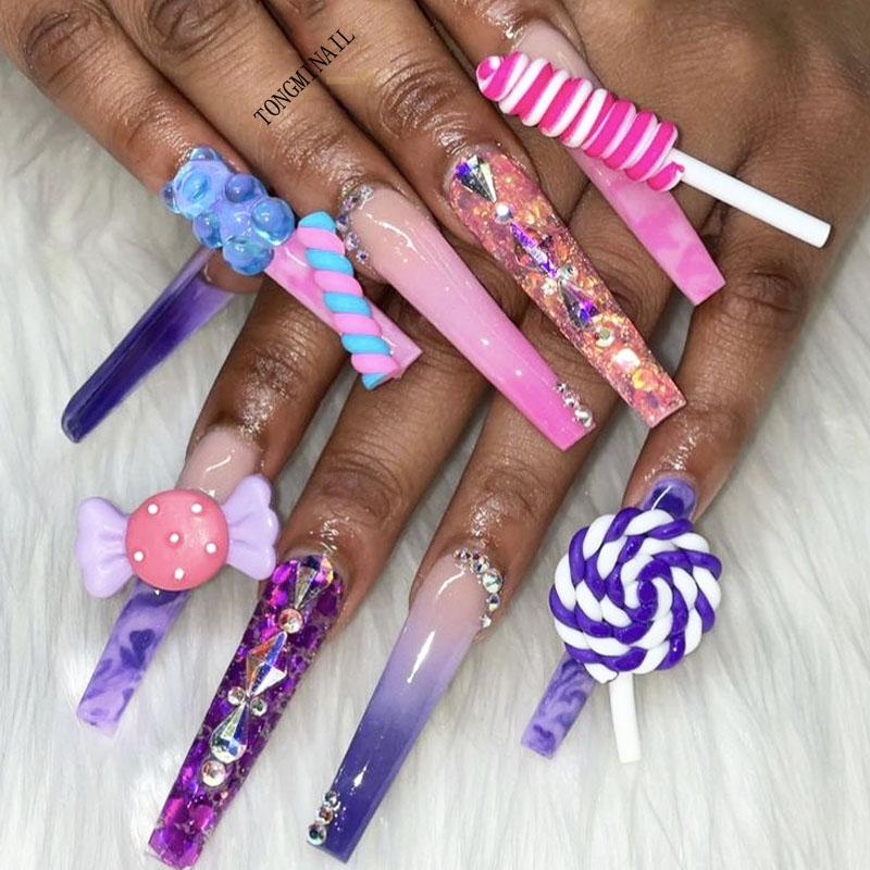 Nail Art Decorations 24/50PCS Kawaii Resin Gummy Bear Mix Candy For Acrylic Tips Decoration In 24 Grids BOX Decal Charm Kit B050(A)