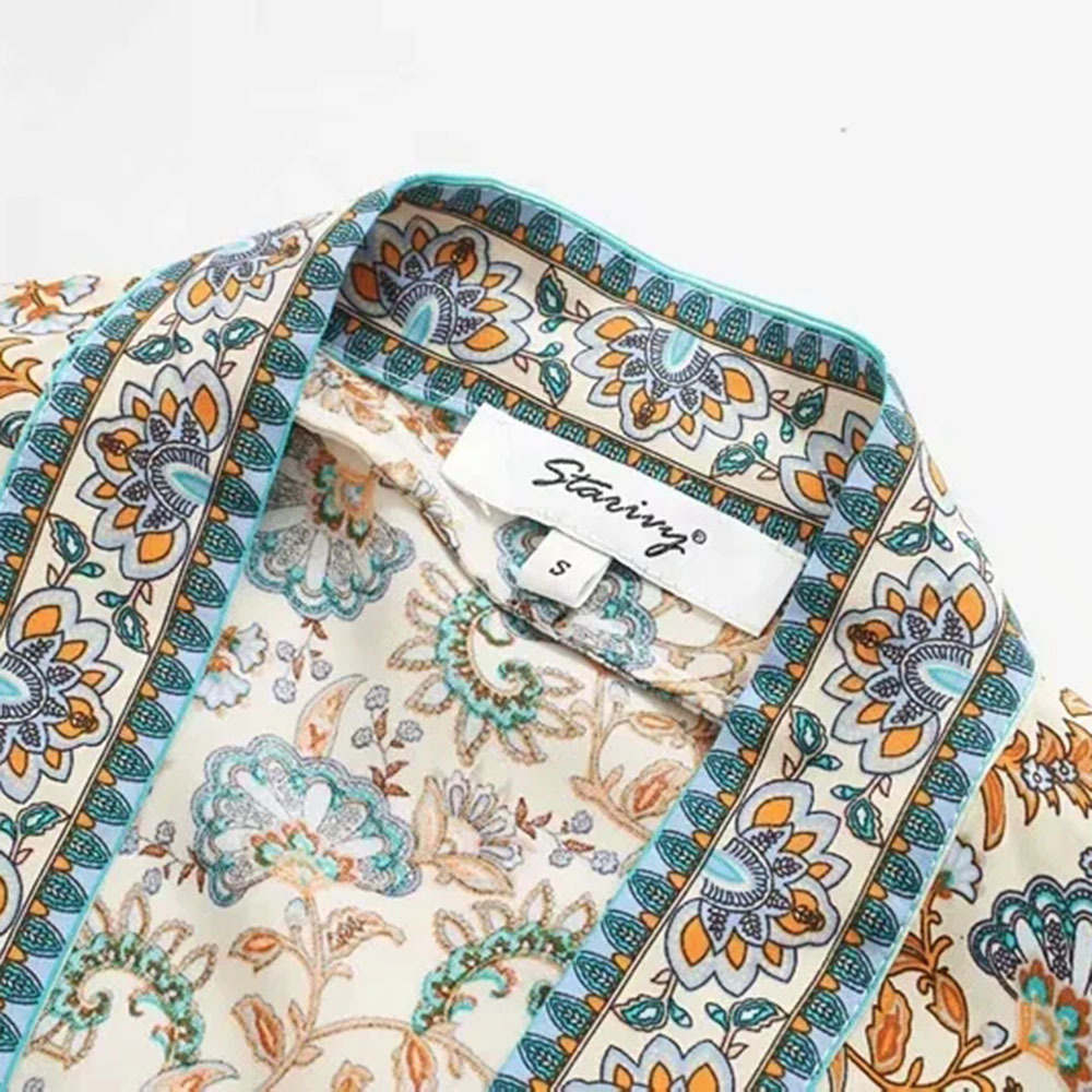 Women Bohemia Style Floral Print Cardigan Coat Female Frenulum Leisure Loose Long Beach Jacket 210520