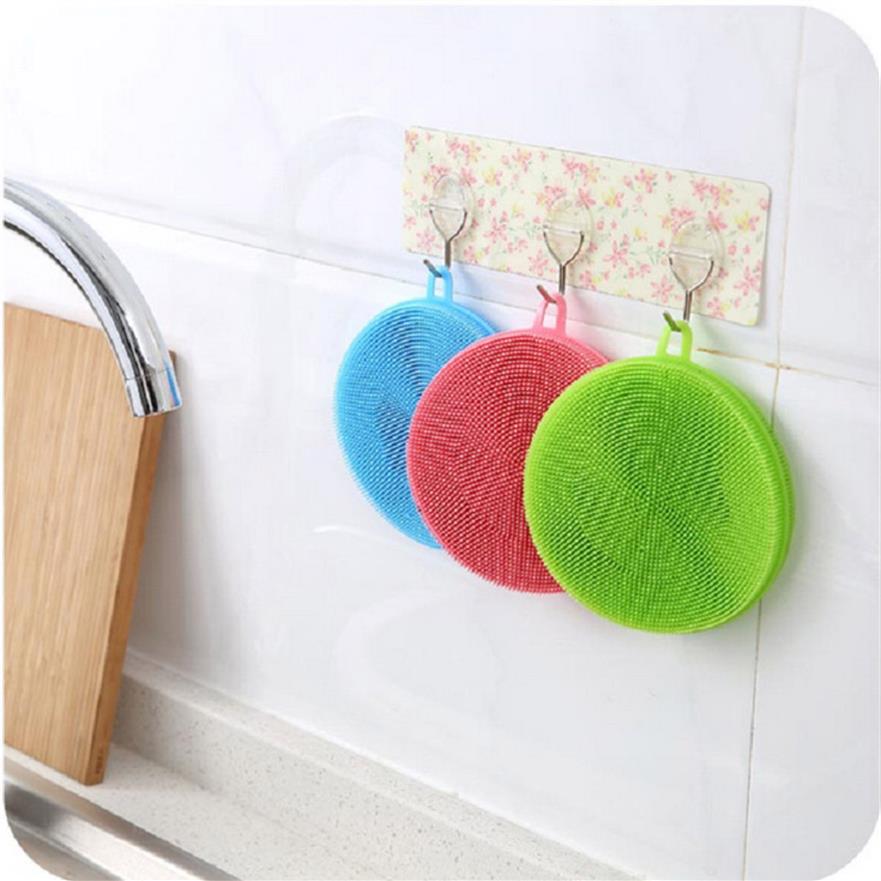Silicone Dish Bowl Cleaning Brushes Multifunction 5 colors Scouring Pad Pot Pan Wash Brush Cleaner Kitchen Dishes Washing Toola51a3212985