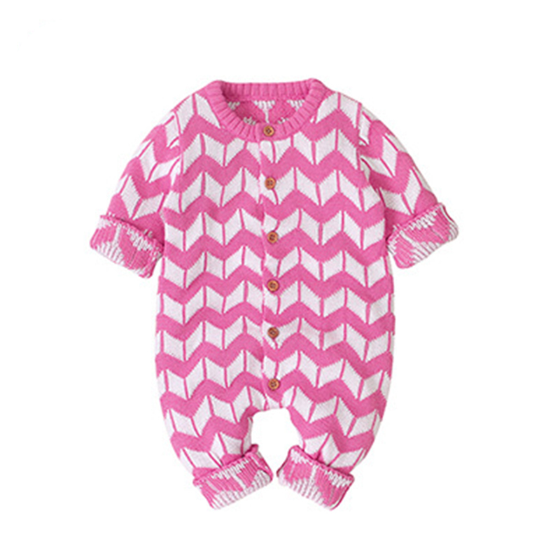 Autumn Winter Baby Boys Girls Rhomboids Rompers Clothes Children Boy Girl Kids Knitting Long Sleeve 210429