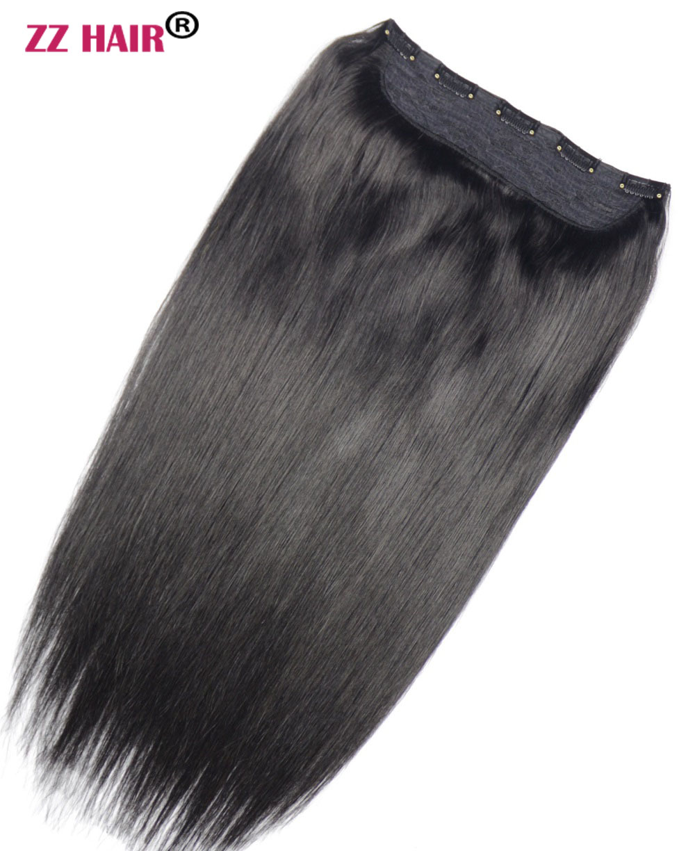 16"-28" One Piece Set 140g 100% Brazilian Remy Clip-in Human Hair Extensions 5 Clips Natural Straight