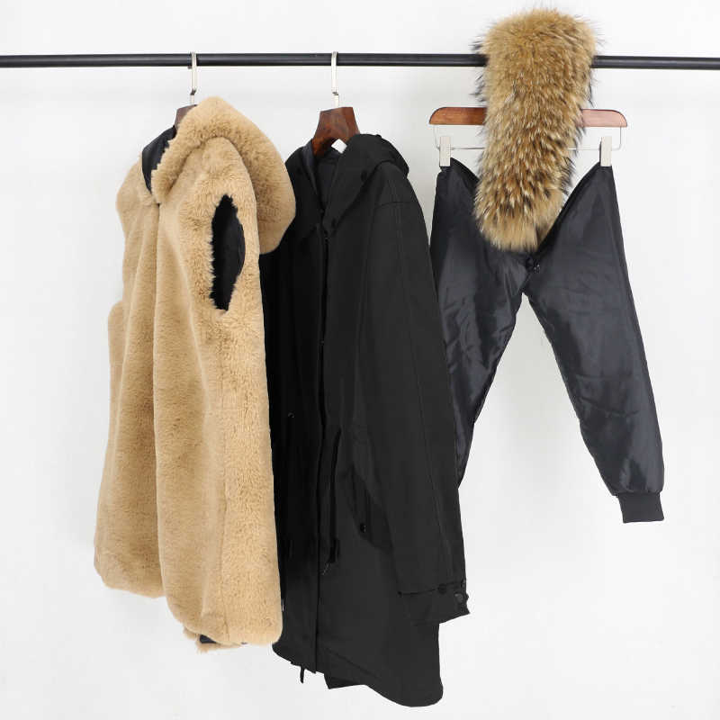 OFTBUY Fashion Winter Jacket Women Real Fur Coat Natural Collar Loose Long Parkas Big Outerwear Detachable 210910