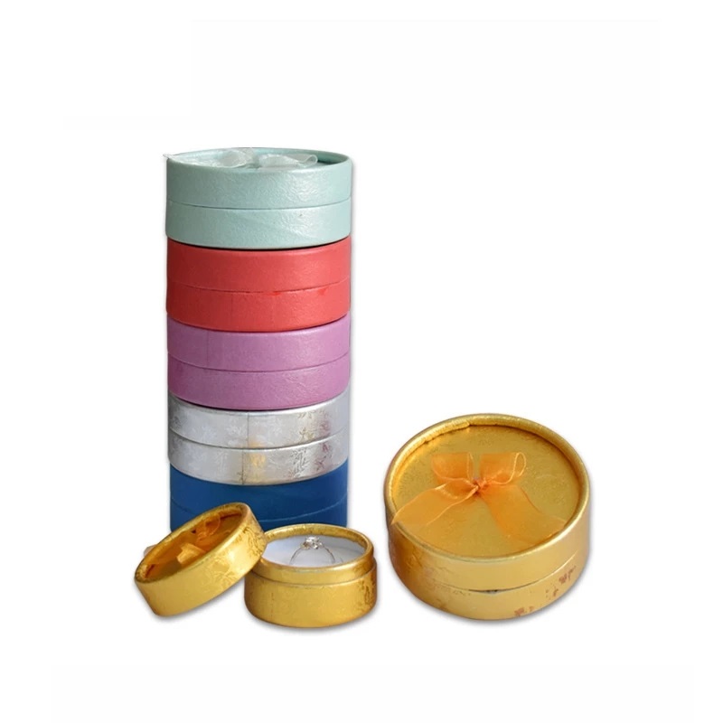 Wholesales Ring Box Stud Earrings Jewelry Box Gift Boxes Bow Small Round Trinket Container for Ring Display Jewelry 24pcs/Lot