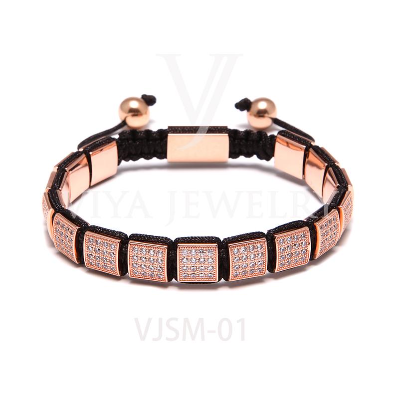 Charm Bracelets Luxury 8mm Rose Gold Zircon Setting Square Beads With Blue Rope Braided Adjustable Macrame Bracelet Couple Gift For Men
Charm Bracelets Luxury 8mm Rose Gold Zircon Setting Square Beads With Blue Rope Braided Adjustable Macrame Bracelet Couple Gift For Men