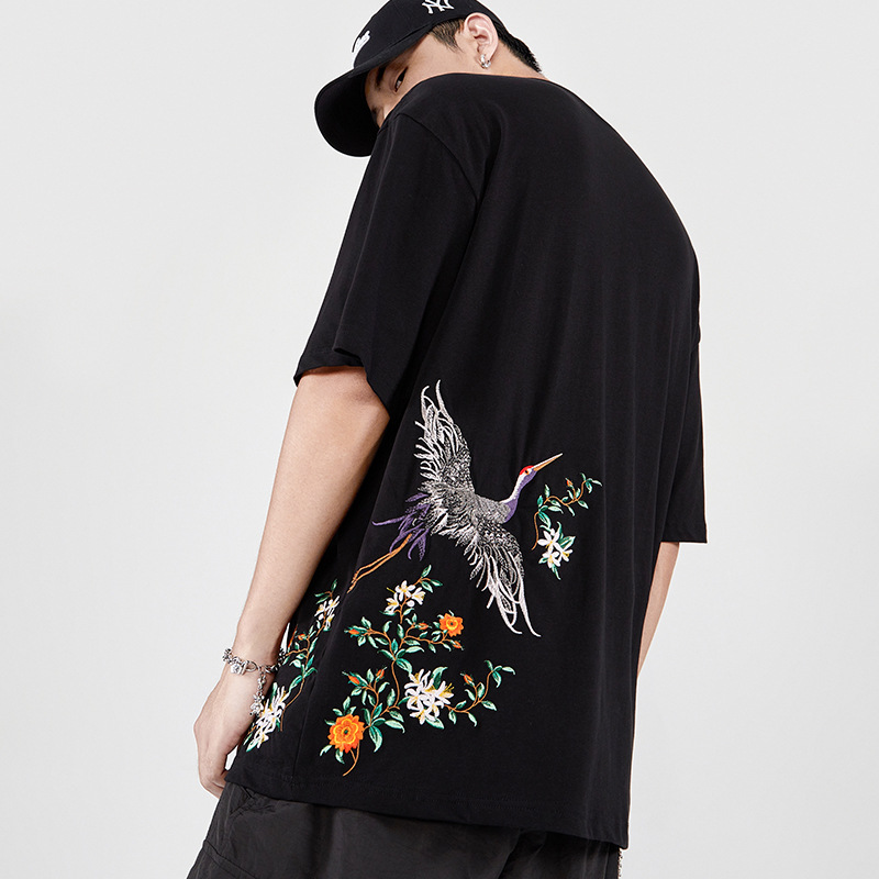 2021 new chinese style mens t-shirt large size crane embroidered cotton short sleeve mens casual all-match loose half sleeve, White;black
2021 new chinese style mens t-shirt large size crane embroidered cotton short sleeve mens casual all-match loose half sleeve, White;black