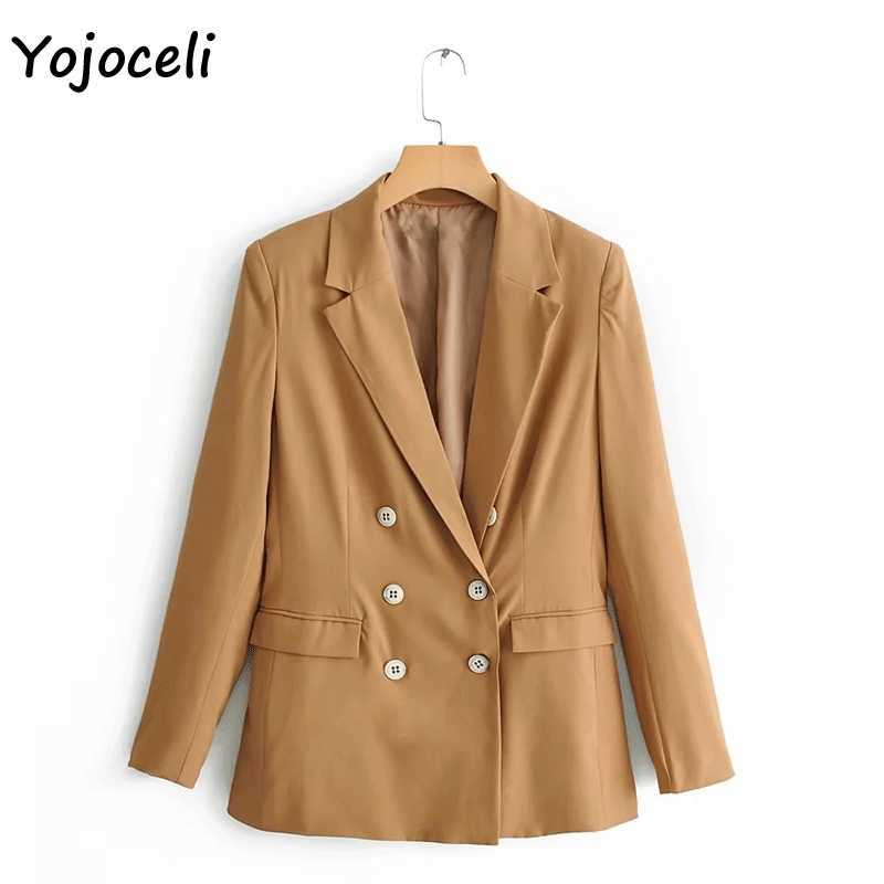 Yojoceli trendy double breased blazers coat women streetwear outerwear jacket female 210609