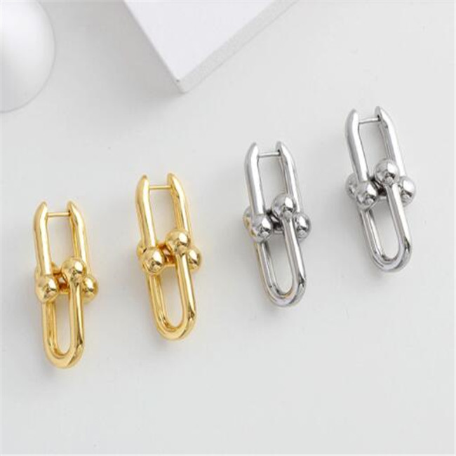 New Fashion U Shape Stud Earring Design Stainless Steel Chain Link Earrings for Women Man Wedding Party Jewelry