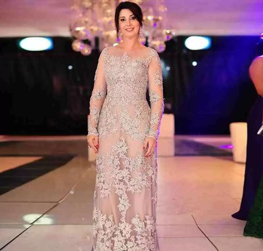 Long Sleeve Mother Of The Bride Dresses Arabic Sheer Neck Formal Godmother Evening Wedding Party Guests Gown Plus Size Custom Made Lz0304