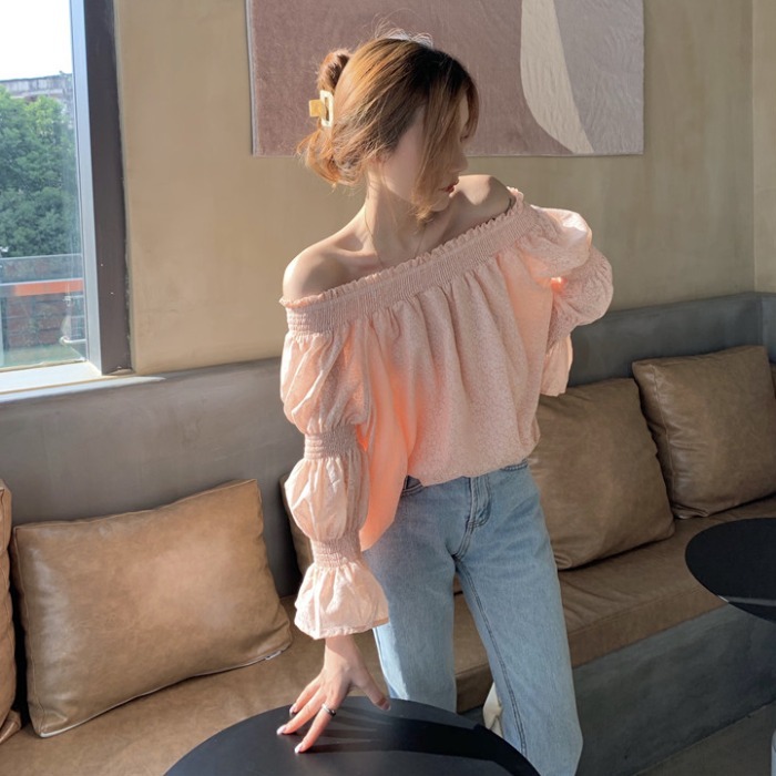 Women Floral Print Blouse Elegant Korean Style Chic Long Sleeve Off Shoulder Tops Shirt Thin Chiffon Blusas Blouses 210519