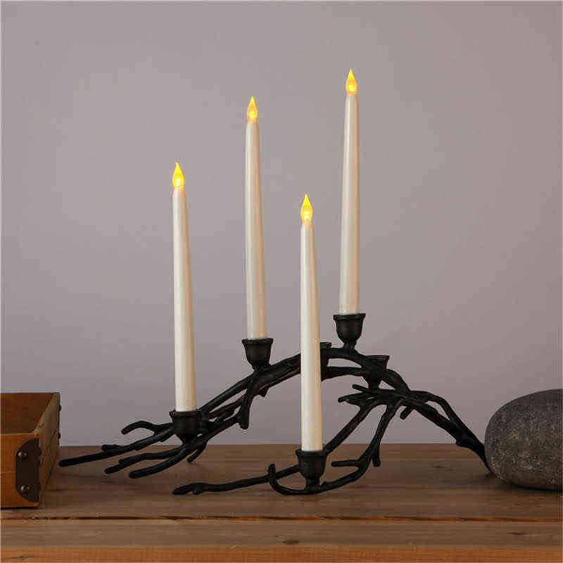 Pack of 8 Warm White Remote Flameless LED Taper Candles Realistic Bright Flicker Bulb Battery Operated 28 cm Ivory LED Candles H129064149