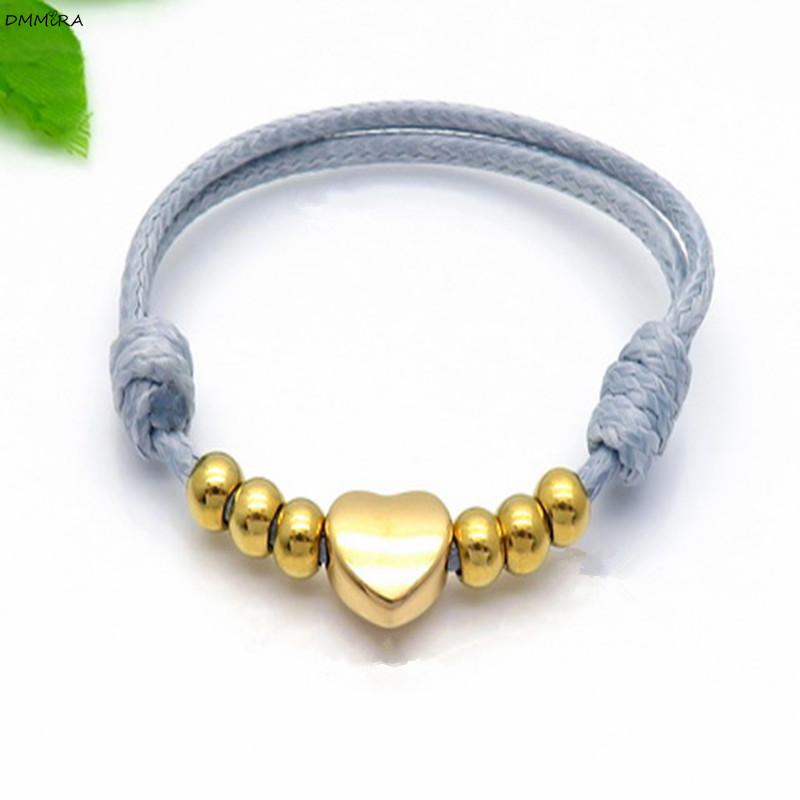 Charm Bracelets Fahion Woven Bracelet Gold Beads Heart Shaped Women Sainless Steel Hand Made Simple
Charm Bracelets Fahion Woven Bracelet Gold Beads Heart Shaped Women Sainless Steel Hand Made Simple