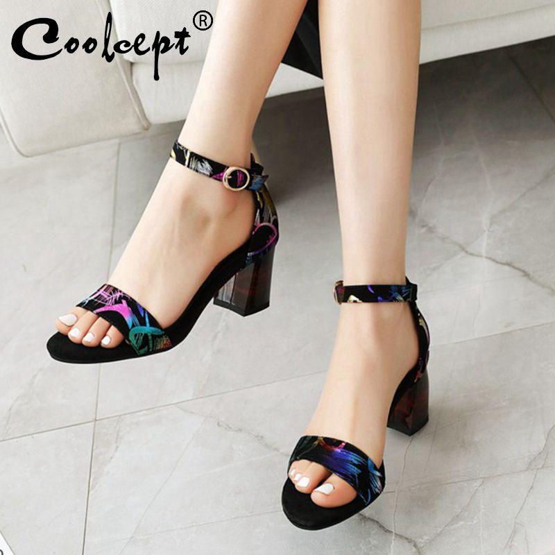 Sandals Coolcept Women Shoes Fashion Real Leather Metal Buckle Colorful Thick High Heels Footwear Size 33-50, Black
Sandals Coolcept Women Shoes Fashion Real Leather Metal Buckle Colorful Thick High Heels Footwear Size 33-50, Black