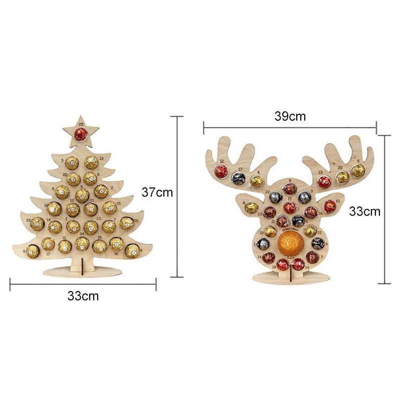 2022 Year Christmas Wooden Advent Calendar Chocolate Holder Countdown For ELK for Xmas 211019