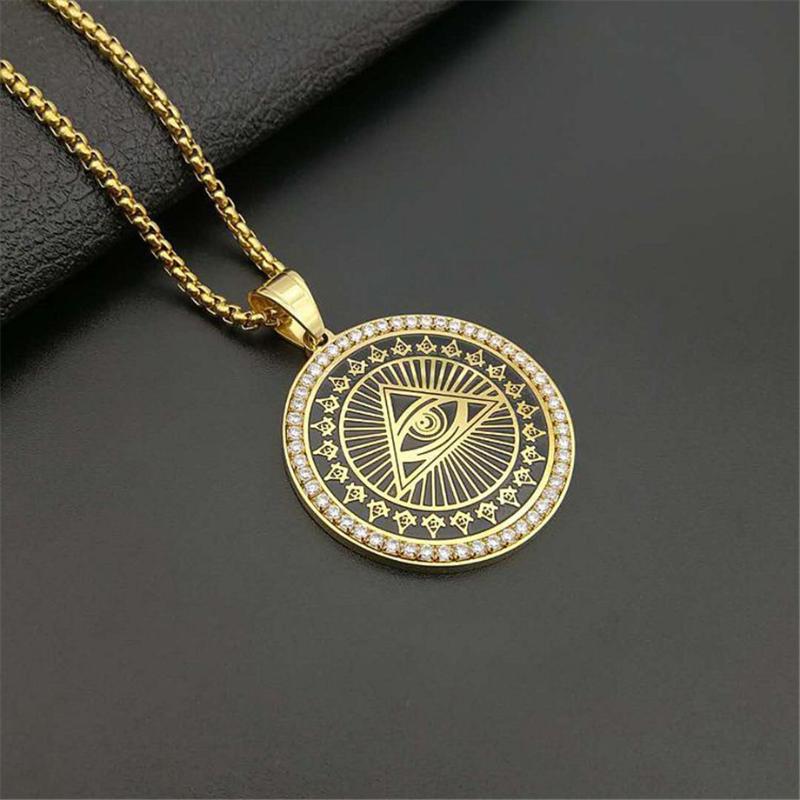 Pendant Necklaces Drop Hip Hop Stainless Steel All Seeing Eye Of Providence Pendants For WomenMen Iced Out Masonic Jewelry