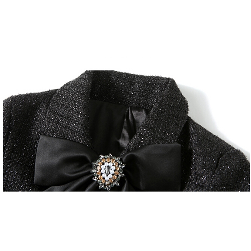 Winter Vintage Tweed Two Piece Sets Women's Woolen Short Jacket Coat and High Waist Tassel Skirts Suit 210520