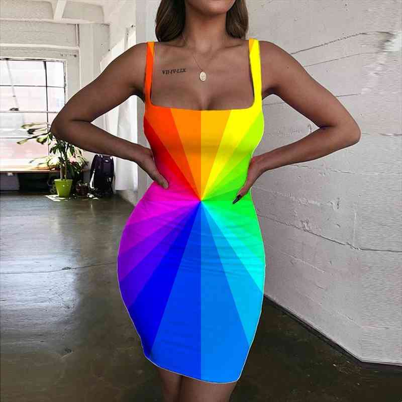 colorful dress women rainbow halter sleeveless dizziness vestido art ladies dresses womens clothing party beach, Black;gray
colorful dress women rainbow halter sleeveless dizziness vestido art ladies dresses womens clothing party beach, Black;gray