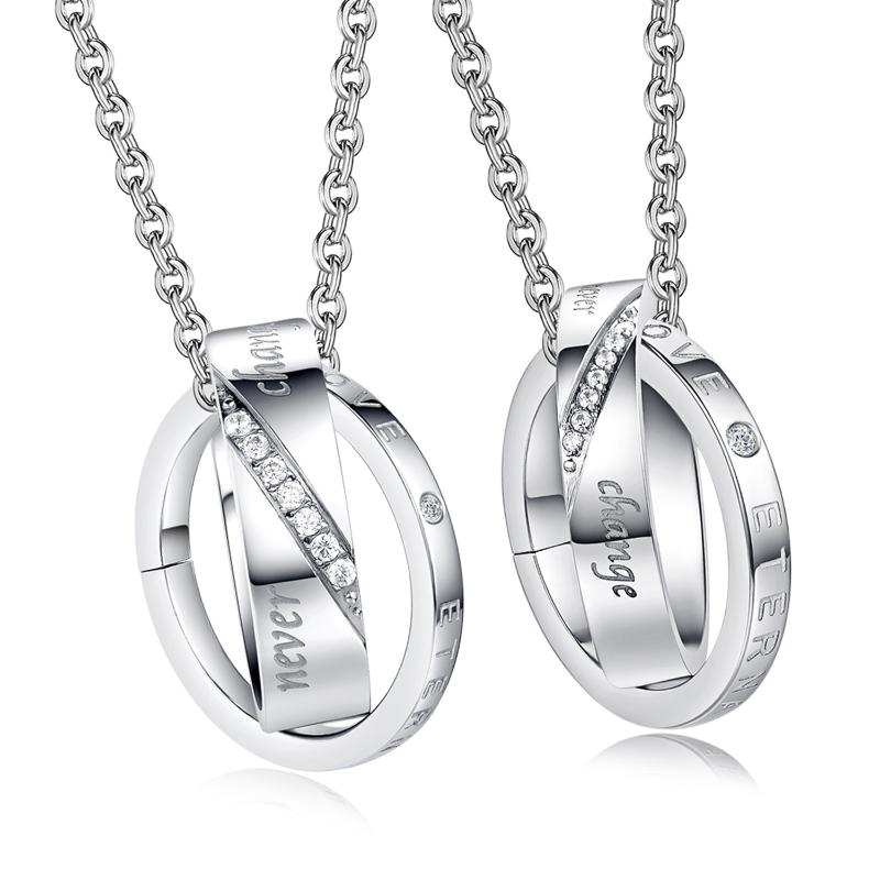 Pendant Necklaces Couple Necklace Stainless Steel Crystal Double Circle For Lovers Women Men
Pendant Necklaces Couple Necklace Stainless Steel Crystal Double Circle For Lovers Women Men