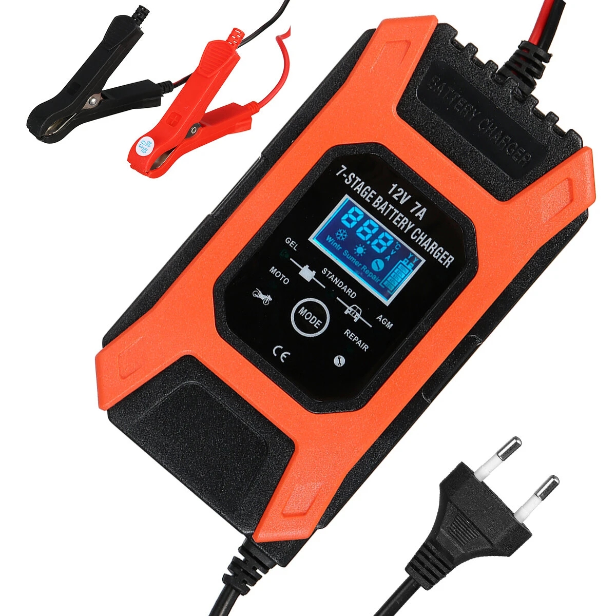 12V 7A LCD Repair Battery Charger For Car Motorcycle AGM Gel Wet Lead Acid With UK US EU AU Plug