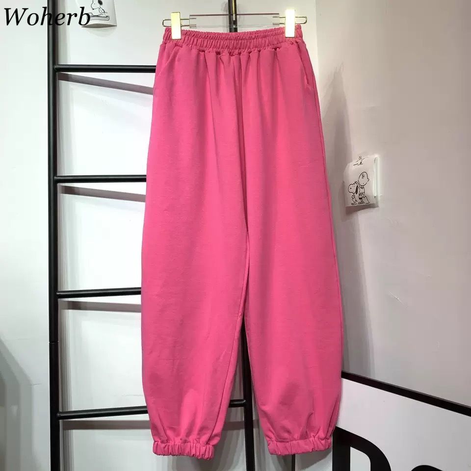 Women Pants Candy Colors Sweatpants Loose Casual Clothes High Waist Harem Streetwear Lady Trousers Plus Size 92542 210519
