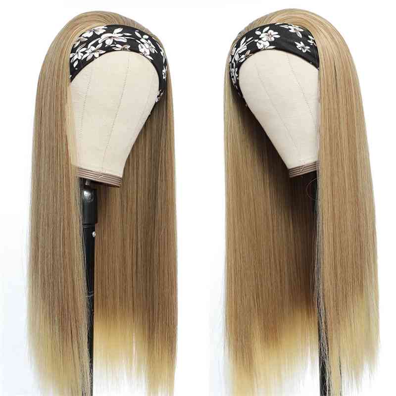 613 Blonde Straight Synthetic Hair Wigs With Headband Glueless Full-Machine-Made Wig for Black Women, Ombre color
613 Blonde Straight Synthetic Hair Wigs With Headband Glueless Full-Machine-Made Wig for Black Women, Ombre color